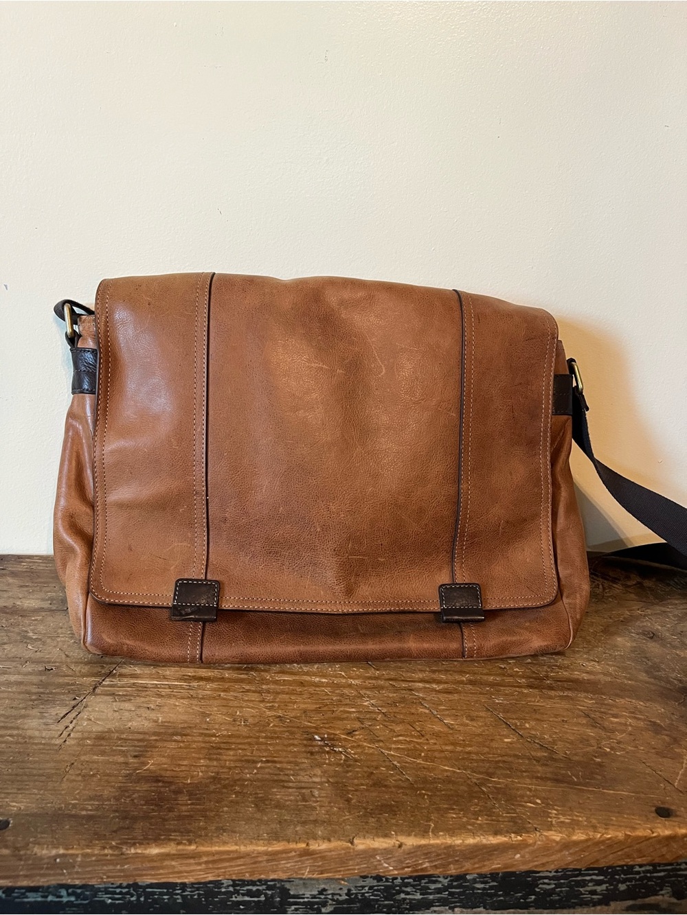 Fossil Leather Messenger Laptop Bag
